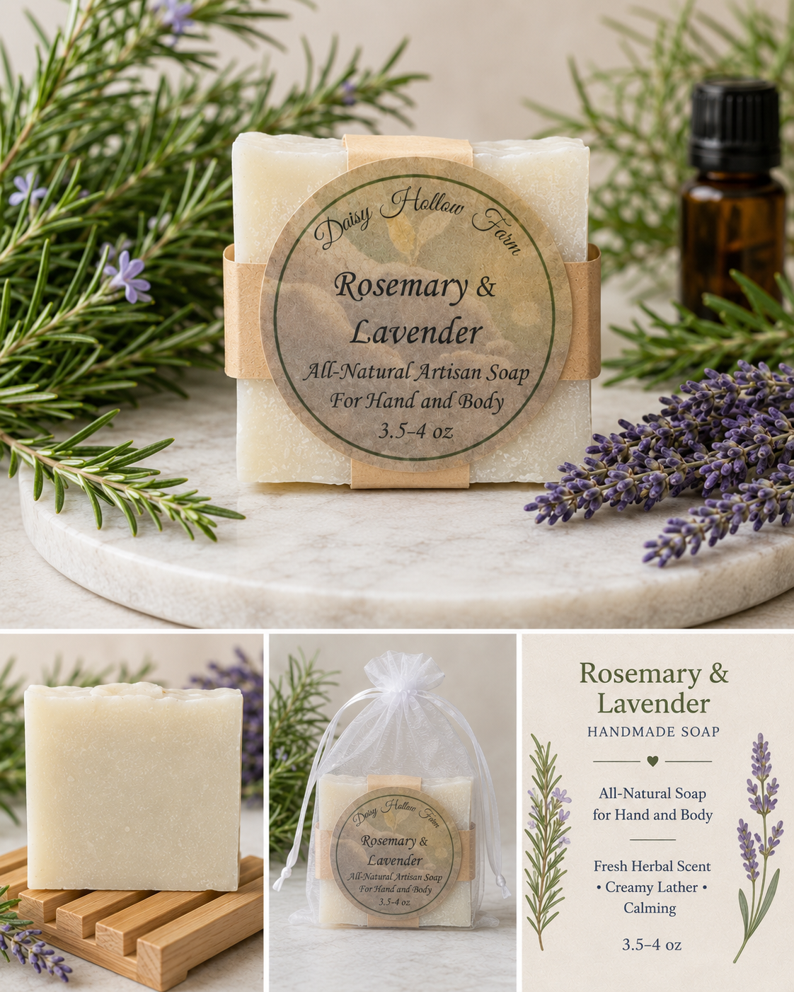 Soap - Rosemary & Lavender Coconut Oil Soap