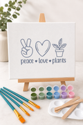 🎨🖌️ 8" x 10" Canvas Paint Kit - 🌿 Peace • Love • Plants