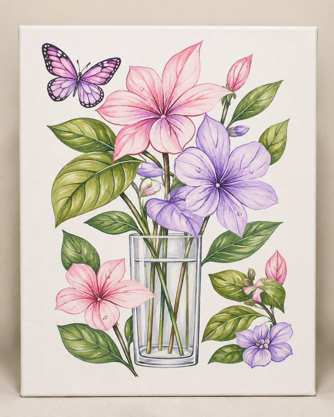 🎨🖌️8" x 10" Canvas Paint Kit - 🦋 Butterfly Blooms Botanical