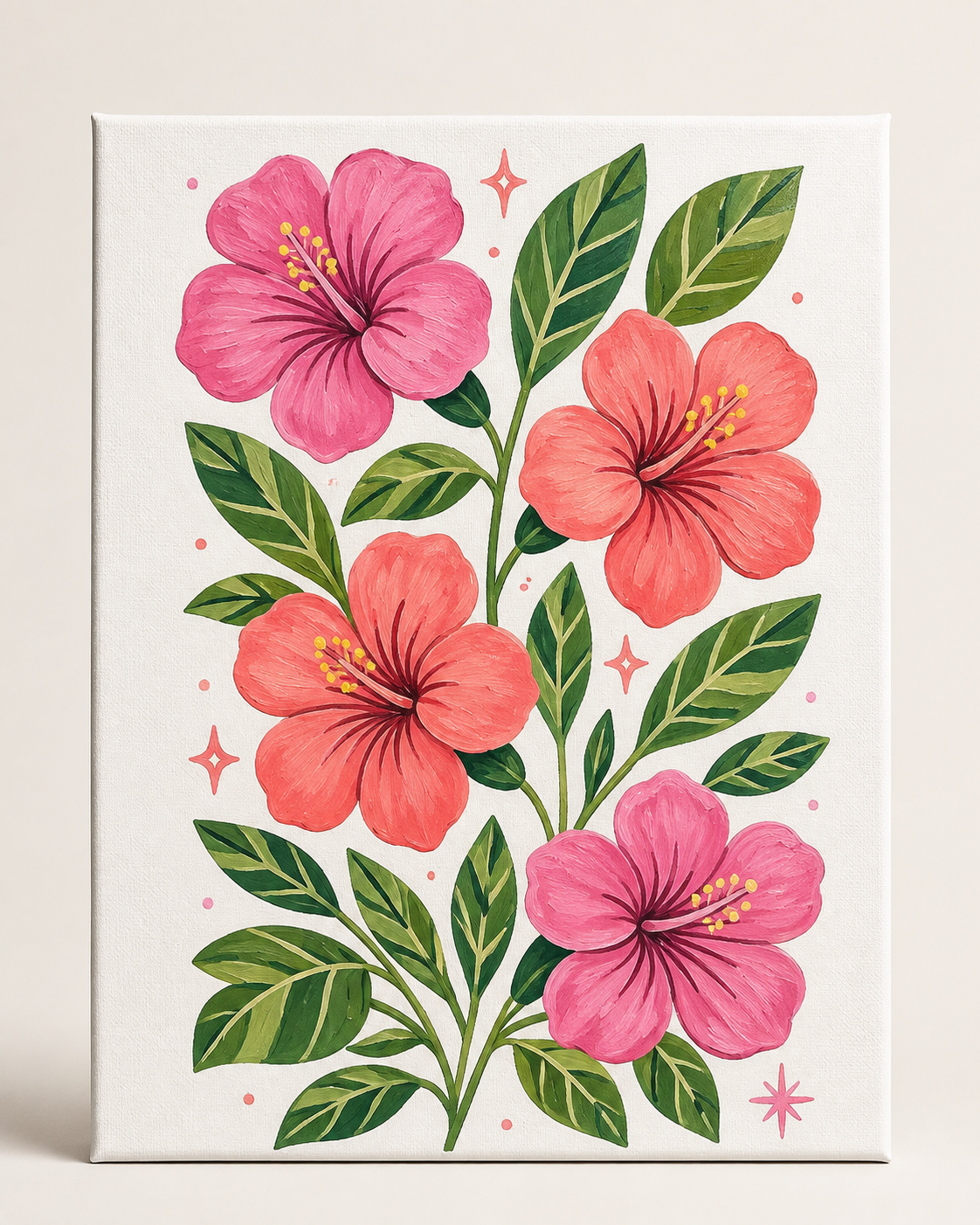🎨🖌️ 8" x 10" Canvas Paint kit - 🌺 Hibiscus Botanical