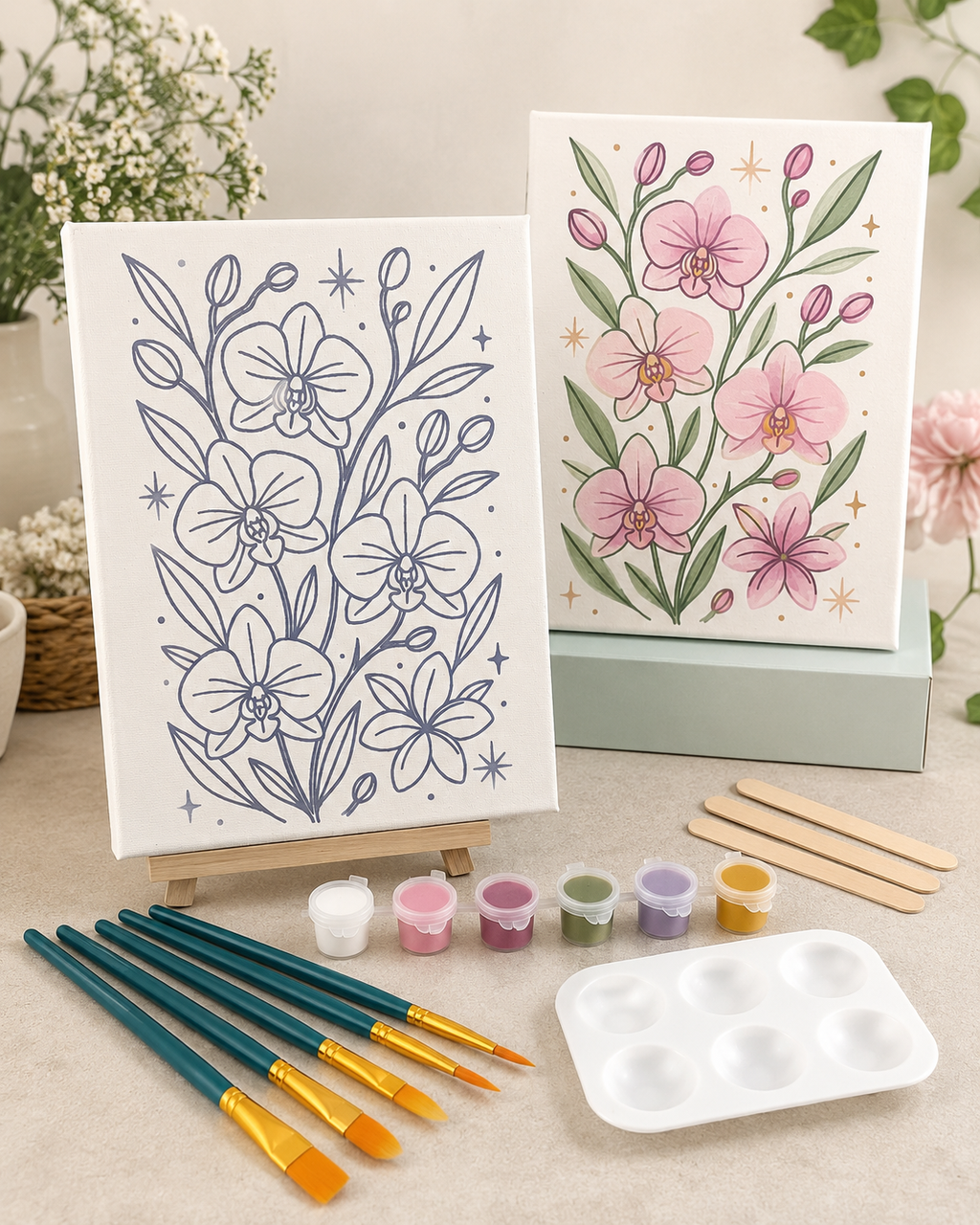 🎨🖌️ Orchid Canvas 8" x 10" Canvas Plant Kit