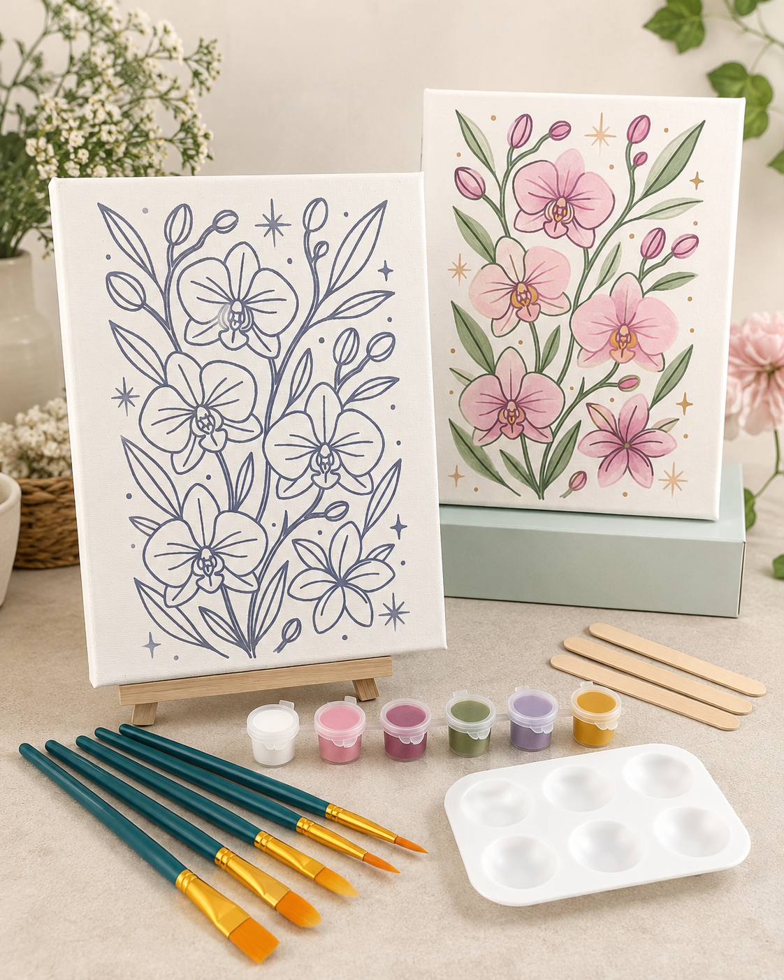 🎨🖌️ Orchid Canvas 8" x 10" Canvas Plant Kit