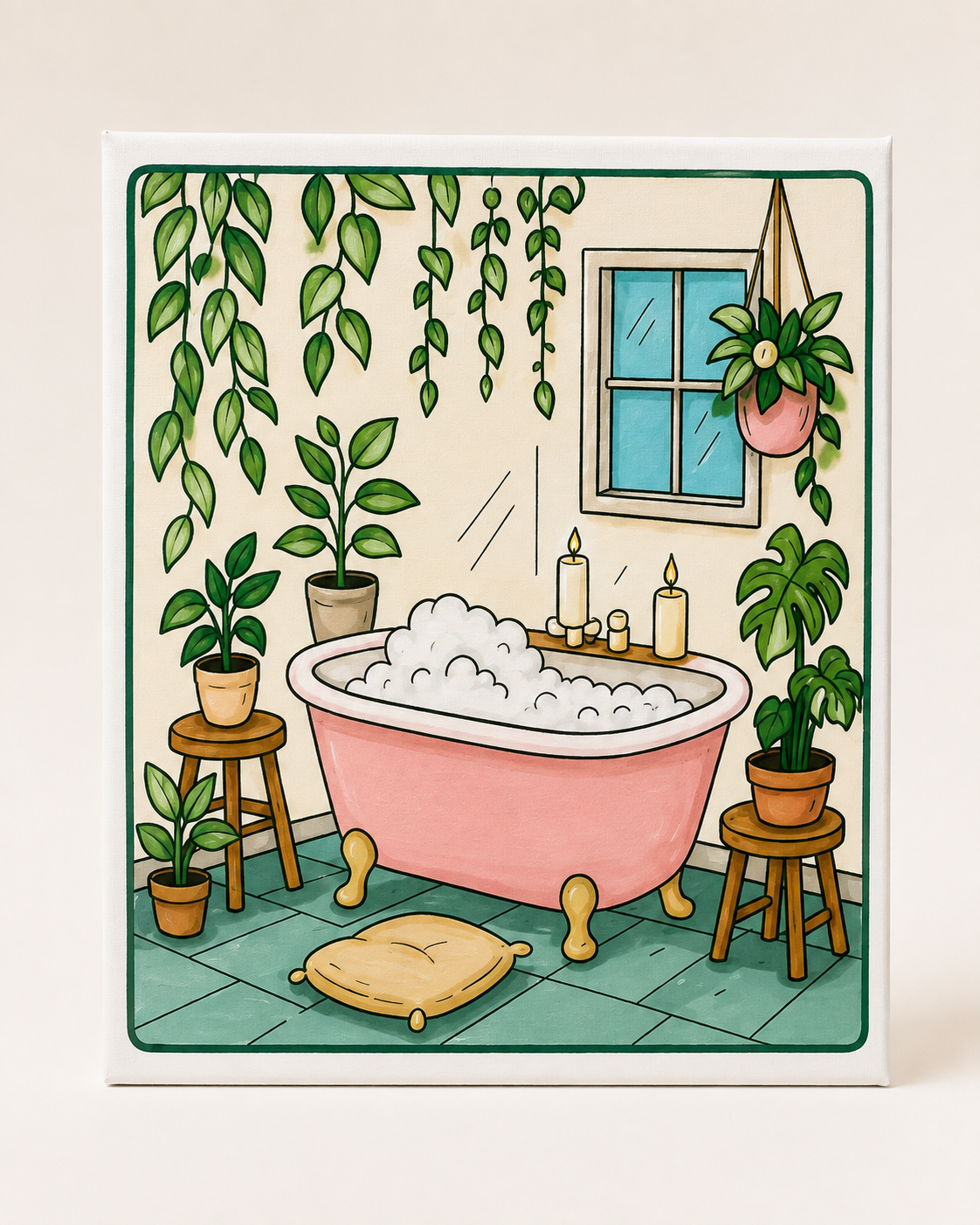 🎨🖌️ 8" x 10" Canvas Paint Kit - 🌿 Plant Bath Retreat Paint Canvas Kit