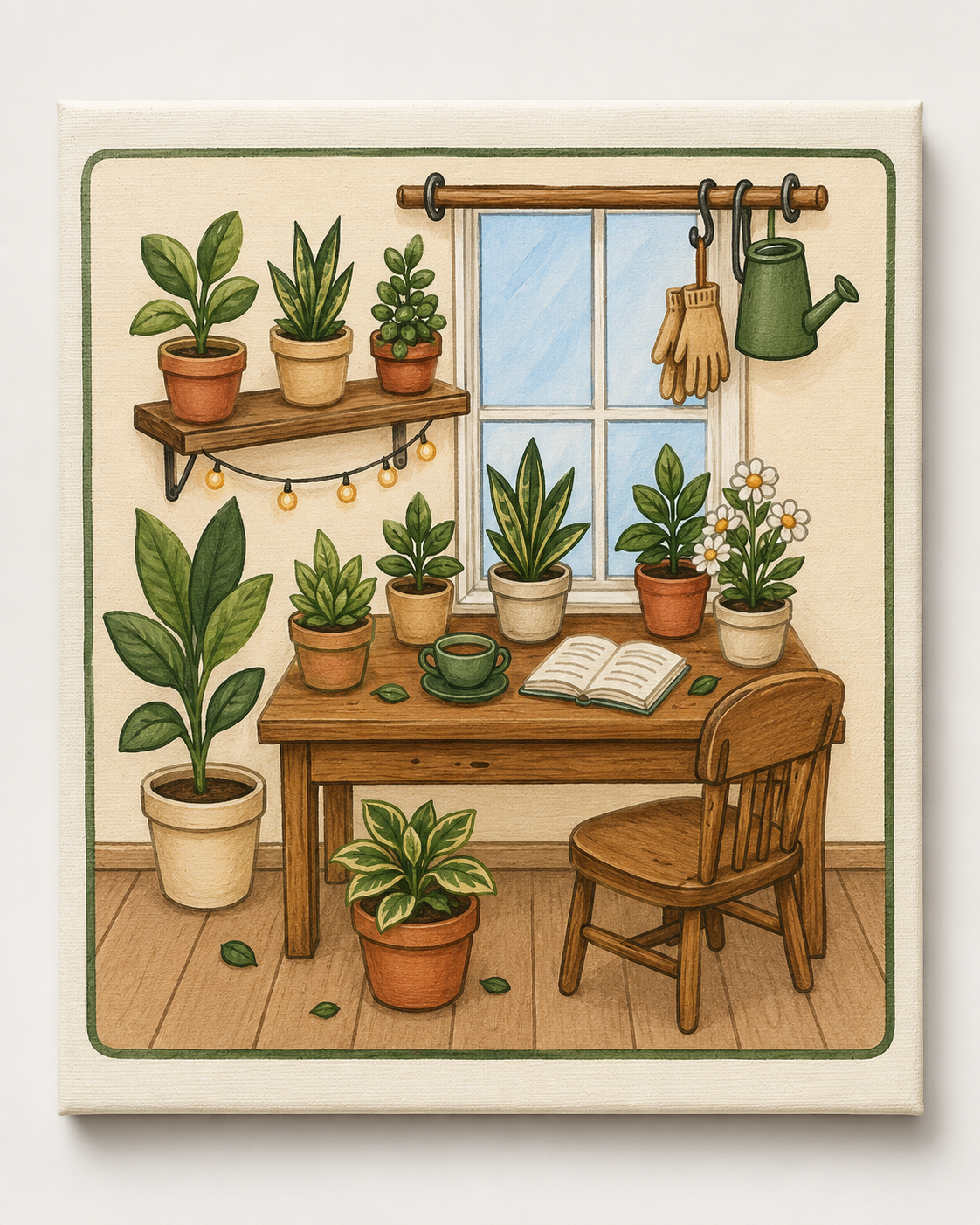 🎨🖌️ 8" x 10" Canvas  Paint Kit - 🌿 Plant Shelf