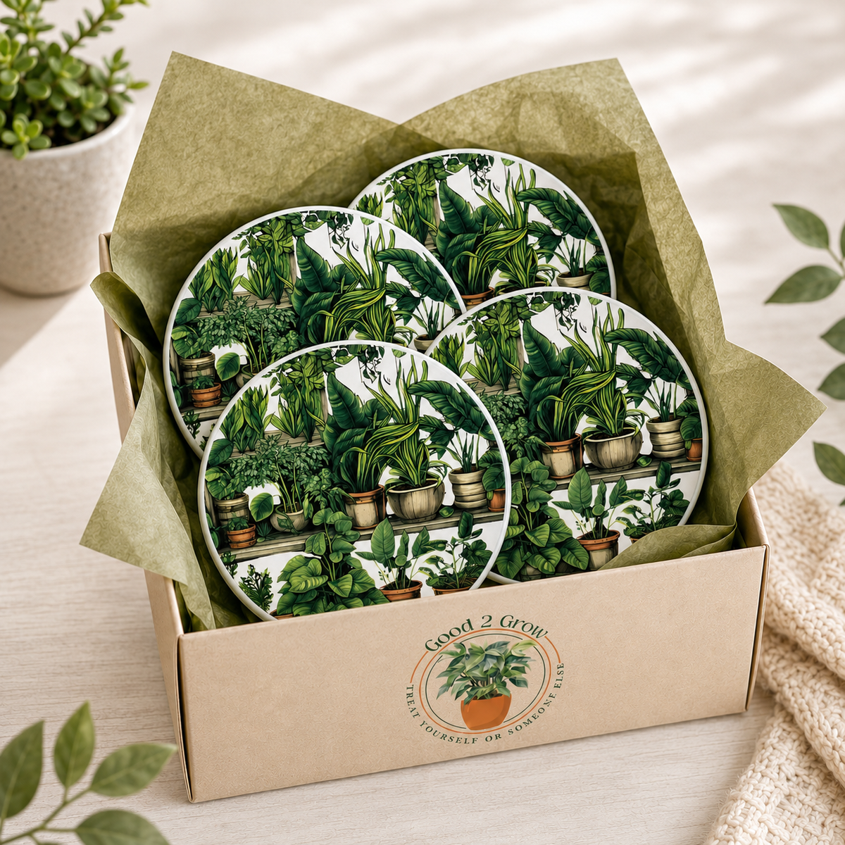 Jungle 4-Piece Ceramic Coaster Set