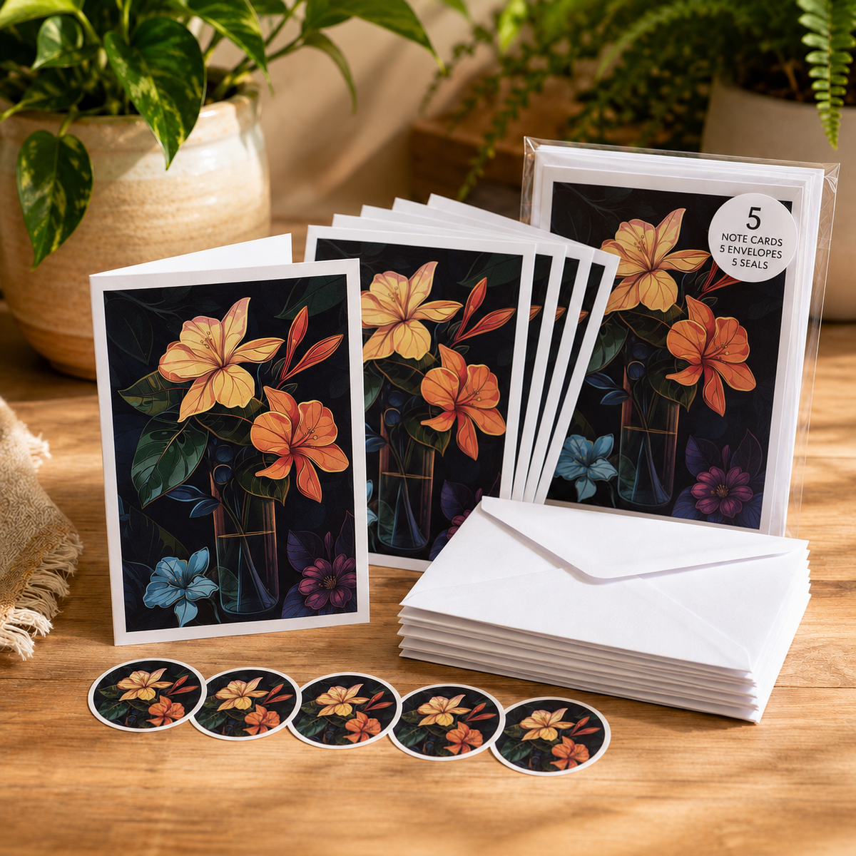 Dark Blooms Note Card Set – Pack of 5