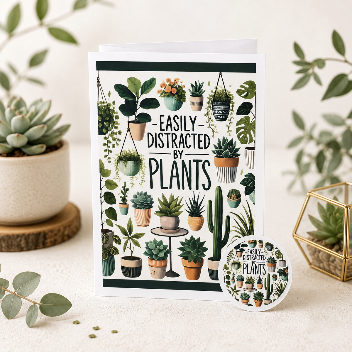 Easily Distracted by Plants Note Card - Single