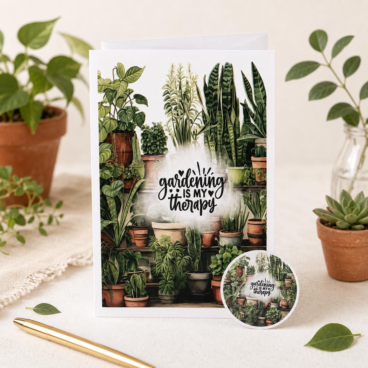 Gardening Is My Therapy Note Card - Single