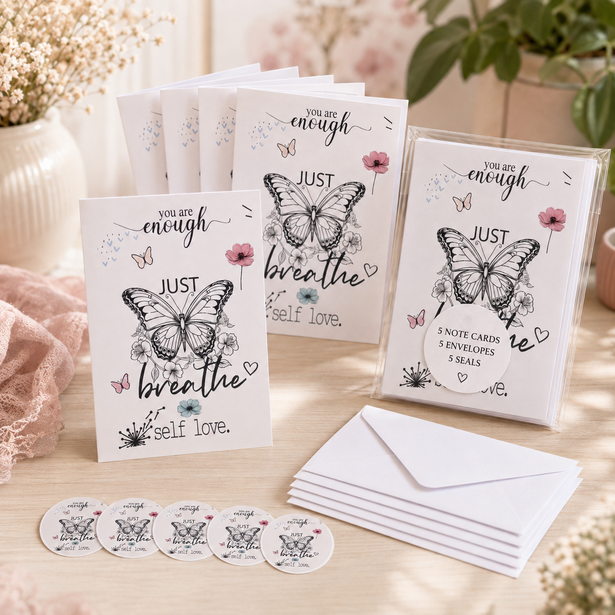 Just Breathe Note Card Set – Pack of 5