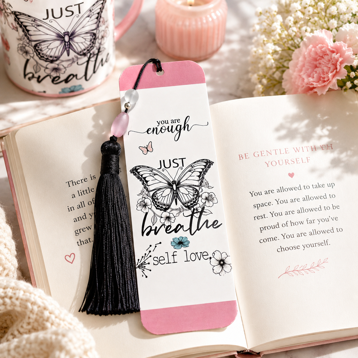 Just Breathe – Self-Love Inspirational Bookmark