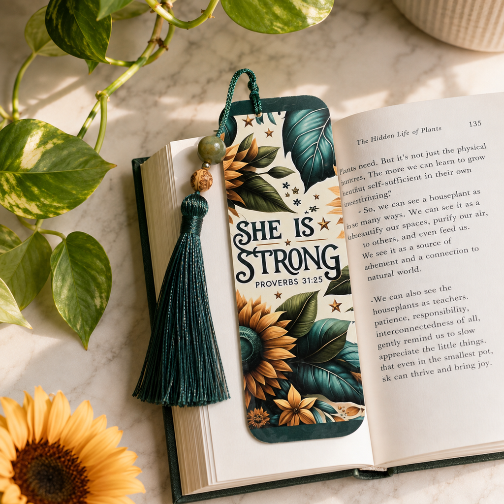 She Is Strong – Inspirational Faith Bookmark