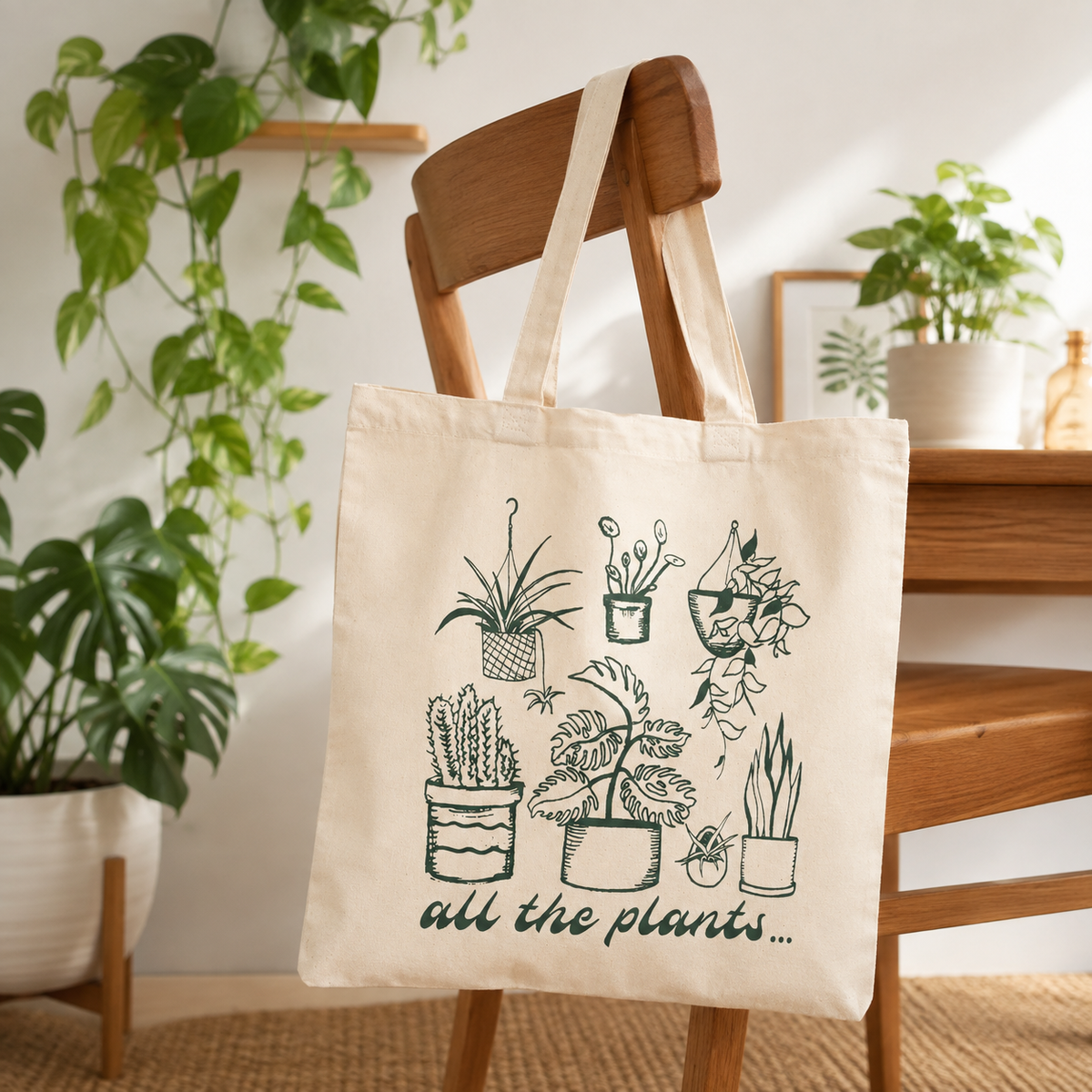 🌿👜Tote Bag - "All the Plants" – 100% Cotton