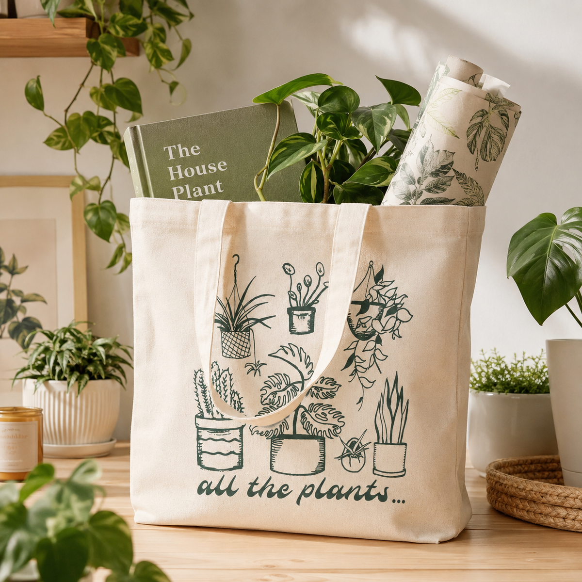 🌿👜Tote Bag - "All the Plants" – 100% Cotton
